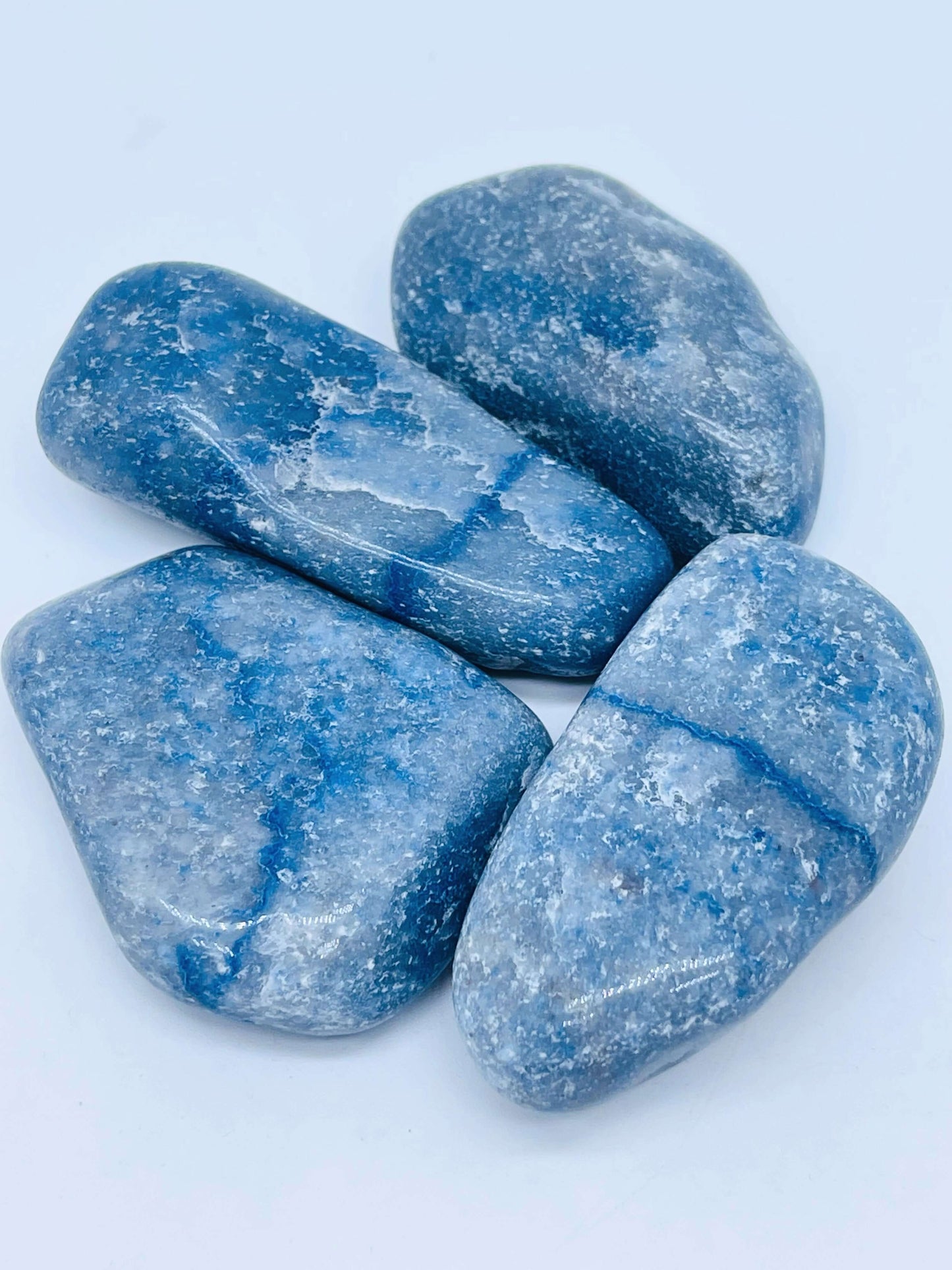 Several Blue quartz tumbled stones