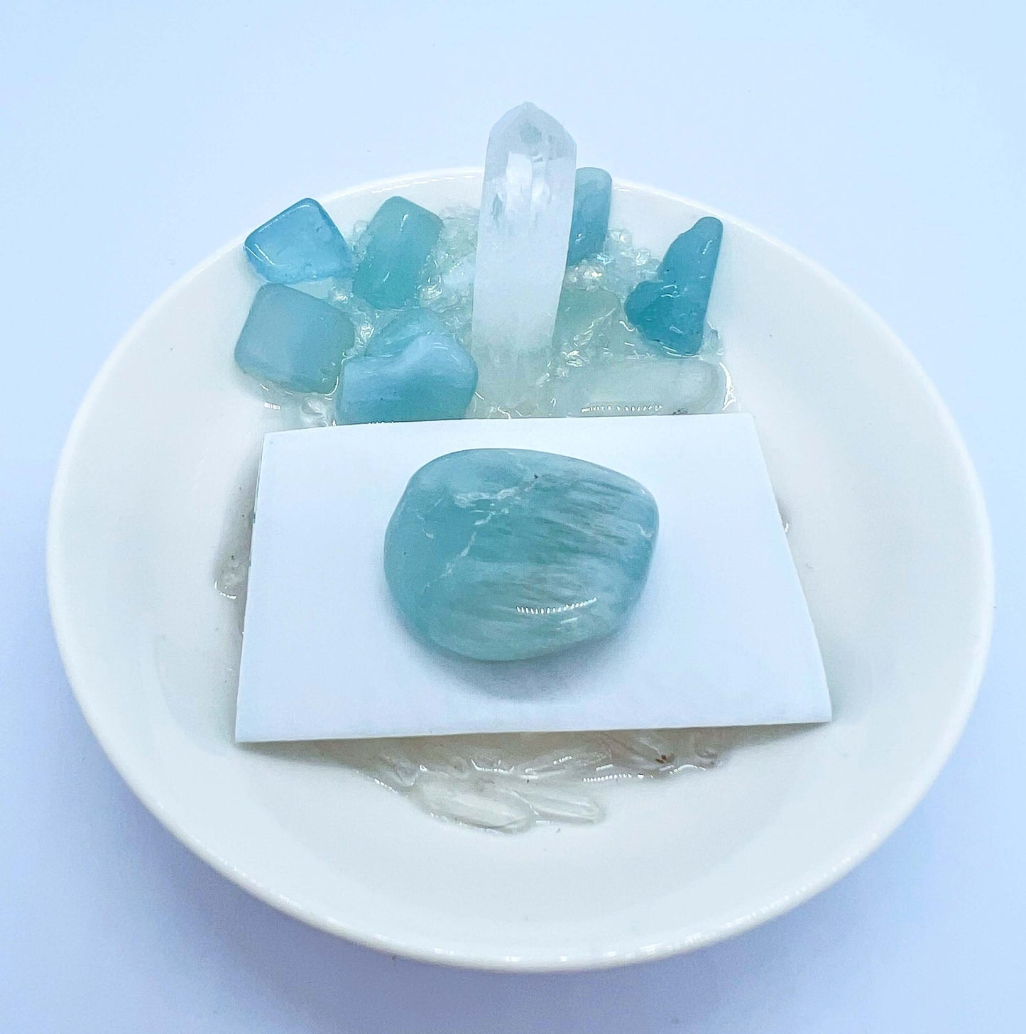 Aquamarine crystal wish plate 